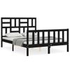 Cama Matrimonial | Cama Para Adultos | Estructura Cama De Matrimonio Con Cabecero Madera Maciza Negra Cfw811636