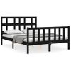 Cama Matrimonial | Cama Para Adultos | Estructura Cama De Matrimonio Con Cabecero Madera Maciza Negra Cfw116548