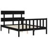 Cama Matrimonial | Cama Para Adultos | Estructura Cama De Matrimonio Con Cabecero Madera Maciza Negra Cfw615570