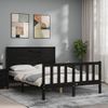 Cama Matrimonial | Cama Para Adultos | Estructura Cama De Matrimonio Con Cabecero Madera Maciza Negra Cfw547376