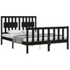 Cama Matrimonial | Cama Para Adultos | Estructura Cama De Matrimonio Con Cabecero Madera Maciza Negra Cfw585790