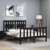 Cama Matrimonial | Cama Para Adultos | Estructura Cama De Matrimonio Con Cabecero Madera Maciza Negra Cfw585790