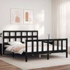 Cama Matrimonial | Cama Para Adultos | Estructura Cama De Matrimonio Con Cabecero Madera Maciza Negro Cfw629991