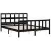 Cama Matrimonial | Cama Para Adultos | Estructura Cama De Matrimonio Con Cabecero Madera Maciza Negro Cfw629991