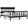 Cama Matrimonial | Cama Para Adultos | Estructura Cama De Matrimonio Con Cabecero Madera Maciza Negro Cfw386517