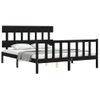 Cama Matrimonial | Cama Para Adultos | Estructura Cama De Matrimonio Con Cabecero Madera Maciza Negro Cfw386517