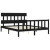 Cama Matrimonial | Cama Para Adultos | Estructura Cama De Matrimonio Con Cabecero Madera Maciza Negro Cfw386517