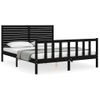 Cama Matrimonial | Cama Para Adultos | Estructura Cama De Matrimonio Con Cabecero Madera Maciza Negro Cfw705984