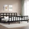 Cama Matrimonial | Cama Para Adultos | Estructura Cama De Matrimonio Con Cabecero Madera Maciza Negro Cfw241726