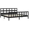 Cama Matrimonial | Cama Para Adultos | Estructura Cama De Matrimonio Con Cabecero Madera Maciza Negro Cfw241726