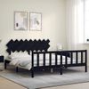 Cama Matrimonial | Cama Para Adultos | Estructura Cama De Matrimonio Con Cabecero Madera Maciza Negro Cfw885586