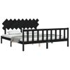 Cama Matrimonial | Cama Para Adultos | Estructura Cama De Matrimonio Con Cabecero Madera Maciza Negro Cfw885586