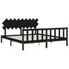 Cama Matrimonial | Cama Para Adultos | Estructura Cama De Matrimonio Con Cabecero Madera Maciza Negro Cfw885586