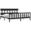 Cama Matrimonial | Cama Para Adultos | Estructura Cama De Matrimonio Con Cabecero Madera Maciza Negro Cfw295360