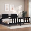 Cama Matrimonial | Cama Para Adultos | Estructura Cama De Matrimonio Con Cabecero Madera Maciza Negro Cfw692458