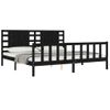 Cama Matrimonial | Cama Para Adultos | Estructura Cama De Matrimonio Con Cabecero Madera Maciza Negro Cfw692458