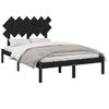 Cama Matrimonial | Cama Para Adultos | Estructura De Cama Doble Pequeña Madera Maciza Negro 120x190 Cm Cfw704514