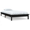 Cama Individual | Cama Para Adultos | Estructura Cama Individual Madera Maciza Pino Negra 90x190 Cm Cfw641750