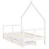 Cama Individual | Cama Infantil | Estructura Cama Infantil Y Cajones Madera Pino Blanco 80x160 Cm Cfw561286