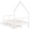 Cama Individual | Cama Infantil | Estructura Cama Infantil Y Cajones Madera Pino Blanco 80x160 Cm Cfw561286