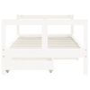 Cama Individual | Cama Infantil | Estructura Cama Infantil Y Cajones Madera Pino Blanco 80x160 Cm Cfw707411