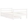 Cama Individual | Cama Infantil | Estructura Cama Infantil Y Cajones Madera Pino Blanco 80x160 Cm Cfw324671