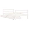 Cama Individual | Cama Infantil | Estructura Cama Infantil Y Cajones Madera Pino Blanco 80x160 Cm Cfw324671