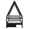 Cama Individual | Cama Infantil | Estructura Cama Infantil Y Cajones Madera Pino Negro 80x160 Cm Cfw944351