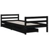 Cama Individual | Cama Infantil | Estructura Cama Infantil Y Cajones Madera Pino Negro 90x190 Cm Cfw597376