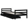 Cama Individual | Cama Infantil | Estructura Cama Infantil Y Cajones Madera Pino Negro 90x190 Cm Cfw597376