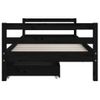 Cama Individual | Cama Infantil | Estructura Cama Infantil Y Cajones Madera Pino Negro 90x190 Cm Cfw597376