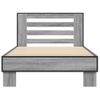 Cama Individual | Cama Para Adultos | Estructura Cama Madera Ingeniería Metal Gris Sonoma 100x200 Cm Cfw87583