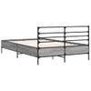 Cama Matrimonial | Cama Para Adultos | Estructura Cama Madera Ingeniería Metal Gris Sonoma 120x200 Cm Cfw13980