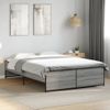 Cama Matrimonial | Cama Para Adultos | Estructura Cama Madera Ingeniería Metal Gris Sonoma 135x190 Cm Cfw81983