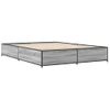 Cama Matrimonial | Cama Para Adultos | Estructura Cama Madera Ingeniería Metal Gris Sonoma 135x190 Cm Cfw29766