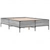 Cama Matrimonial | Cama Para Adultos | Estructura Cama Madera Ingeniería Metal Gris Sonoma 150x200 Cm Cfw98942