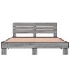 Cama Matrimonial | Cama Para Adultos | Estructura Cama Madera Ingeniería Metal Gris Sonoma 150x200 Cm Cfw93714