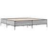 Cama Matrimonial | Cama Para Adultos | Estructura Cama Madera Ingeniería Metal Gris Sonoma 200x200 Cm Cfw13268