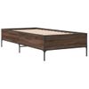 Cama Individual | Cama Para Adultos | Estructura Cama Madera Ingeniería Metal Marrón Roble 100x200 Cm Cfw98691