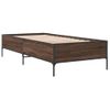 Cama Individual | Cama Para Adultos | Estructura Cama Madera Ingeniería Metal Marrón Roble 100x200 Cm Cfw98691