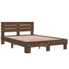 Cama Matrimonial | Cama Para Adultos | Estructura Cama Madera Ingeniería Metal Marrón Roble 135x190 Cm Cfw88429