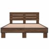 Cama Matrimonial | Cama Para Adultos | Estructura Cama Madera Ingeniería Metal Marrón Roble 135x190 Cm Cfw88429