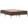 Cama Matrimonial | Cama Para Adultos | Estructura Cama Madera Ingeniería Metal Marrón Roble 135x190 Cm Cfw79016