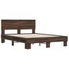 Cama Matrimonial | Cama Para Adultos | Estructura Cama Madera Ingeniería Metal Marrón Roble 135x190 Cm Cfw43550