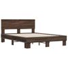 Cama Matrimonial | Cama Para Adultos | Estructura Cama Madera Ingeniería Metal Marrón Roble 140x190 Cm Cfw55924