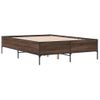 Cama Matrimonial | Cama Para Adultos | Estructura Cama Madera Ingeniería Metal Marrón Roble 150x200 Cm Cfw54479