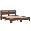 Cama Matrimonial | Cama Para Adultos | Estructura Cama Madera Ingeniería Metal Marrón Roble 150x200 Cm Cfw33645