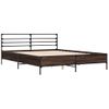 Cama Matrimonial | Cama Para Adultos | Estructura Cama Madera Ingeniería Metal Marrón Roble 150x200 Cm Cfw29103