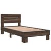 Cama Individual | Cama Para Adultos | Estructura Cama Madera Ingeniería Metal Marrón Roble 90x190 Cm Cfw33992