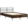 Cama Matrimonial | Cama Para Adultos | Estructura Cama Madera Ingeniería Metal Roble Ahumado 135x190cm Cfw42196